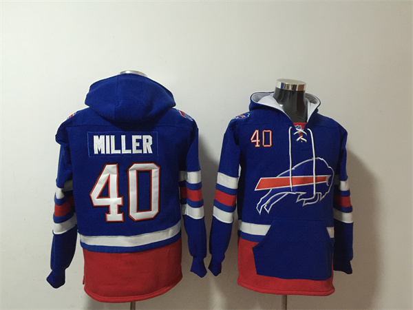 Men's Royal Buffalo Bills #40 Von Miller Ageless Must-Have Lace-Up Pullover Hoodie